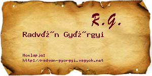 Radván Györgyi névjegykártya